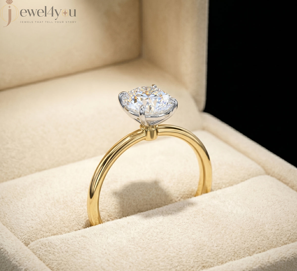AURIQUE SOLITAIRE RING WITH OVAL-CUT LAB-GROWN DIAMOND IN YELLOW GOLD ##YELLOW GOLD