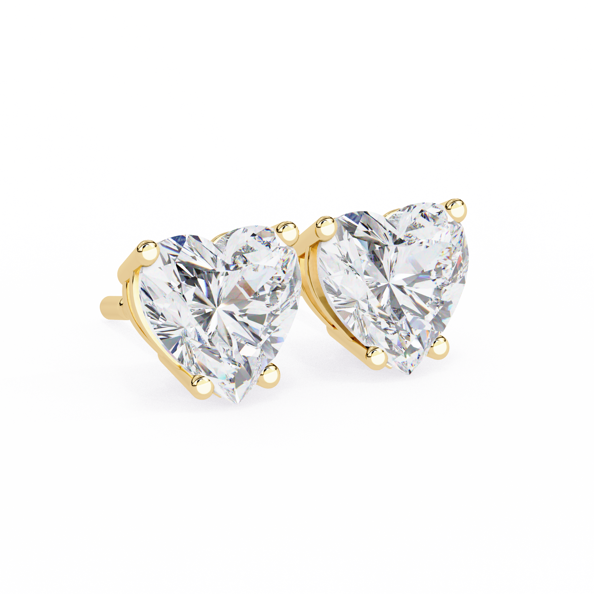 LAB-GROWN DIAMOND EARRING WITH CLASSIC HEART STUD DESIGN IN YELLOW GOLD FEATURING DIAMOND CLARITY VVS TO VS+ AND DIAMOND COLOR D–F #YELLOW GOLD