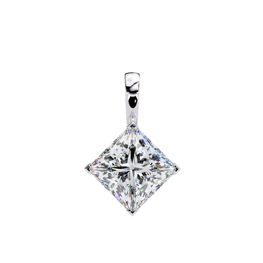 WHITE GOLD PRINCESS CUT LAB-GROWN DIAMOND PENDANT 