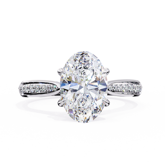 OVAL-CUT SOLITAIRE LAB-GROWN DIAMOND RING IN WHITE GOLD WITH CATHEDRAL SETTING 