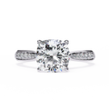 Luminous Cushion Lab Diamond Solitaire Ring | Cathedral Setting Channel Accent Gold