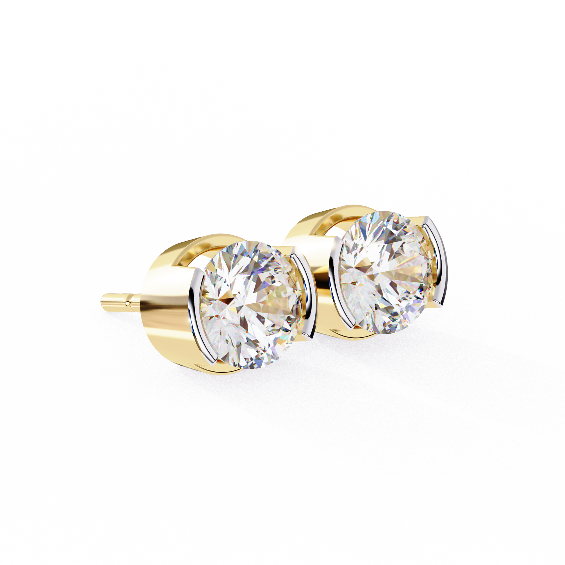 LAB-GROWN DIAMOND EARRING WITH CLASSIC ROUND STUD DESIGN FEATURING VVS TO VS+ D–F DIAMONDS IN YELLOW GOLD #YELLOW GOLD