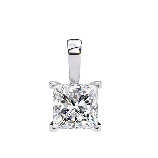LAB-GROWN PRINCESS-CUT DIAMOND SOLITAIRE PENDANT IN WHITE GOLD 