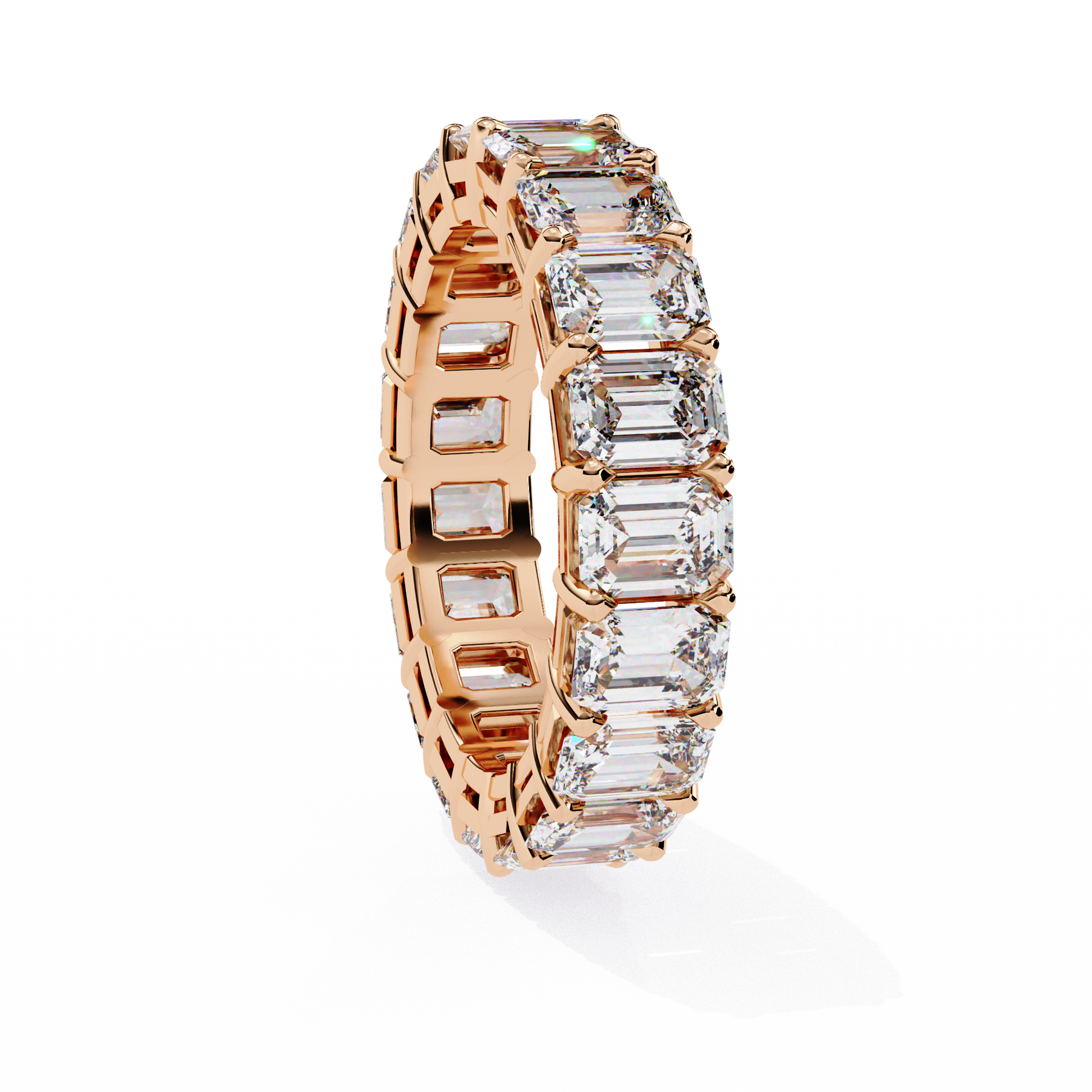 EMERALD DIAMOND ROSE GOLD BAND 