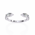 Aurora Lab Diamond Open Band Ring | Marquise & Round Gold Stackable Ring