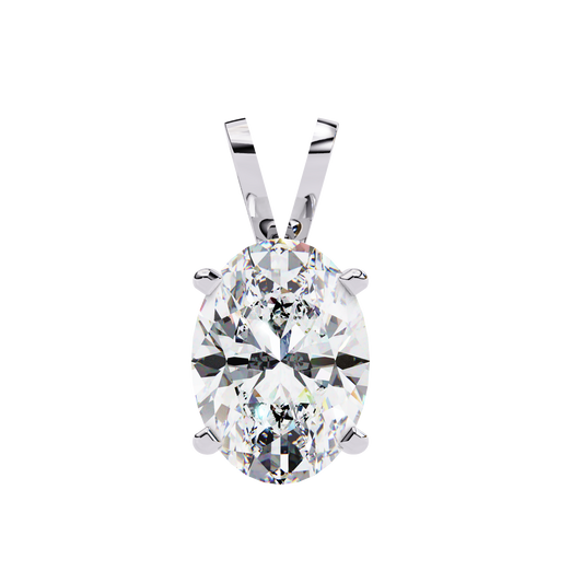 OVAL-CUT LAB-GROWN DIAMOND SOLITAIRE WHITE GOLD PENDANT 