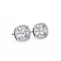 Cushion Halo Lab-Grown Diamond Stud Earrings