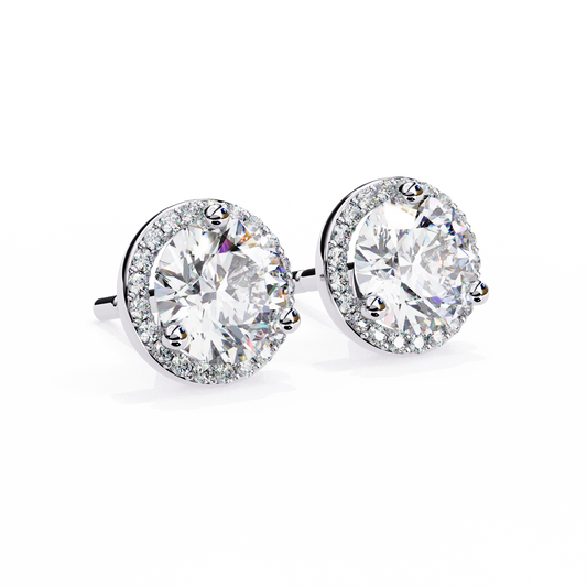 ROUND DIAMOND WHITE GOLD HALO STUD 