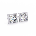 Modern Bezel Princess Lab-Grown Diamond Stud Earrings