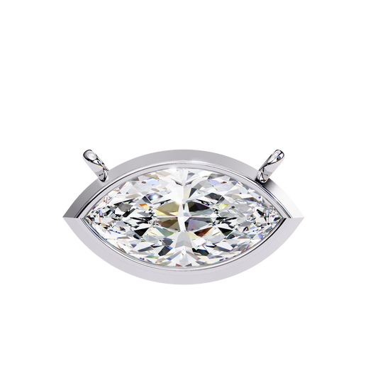 BEZEL SET MARQUISE CUT LAB GROWN DIAMOND PENDANT IN WHITE GOLD 