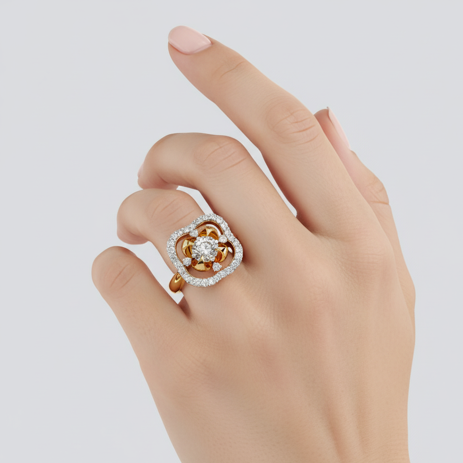 ROUND DIAMOND YELLOW GOLD RING ##YELLOW GOLD