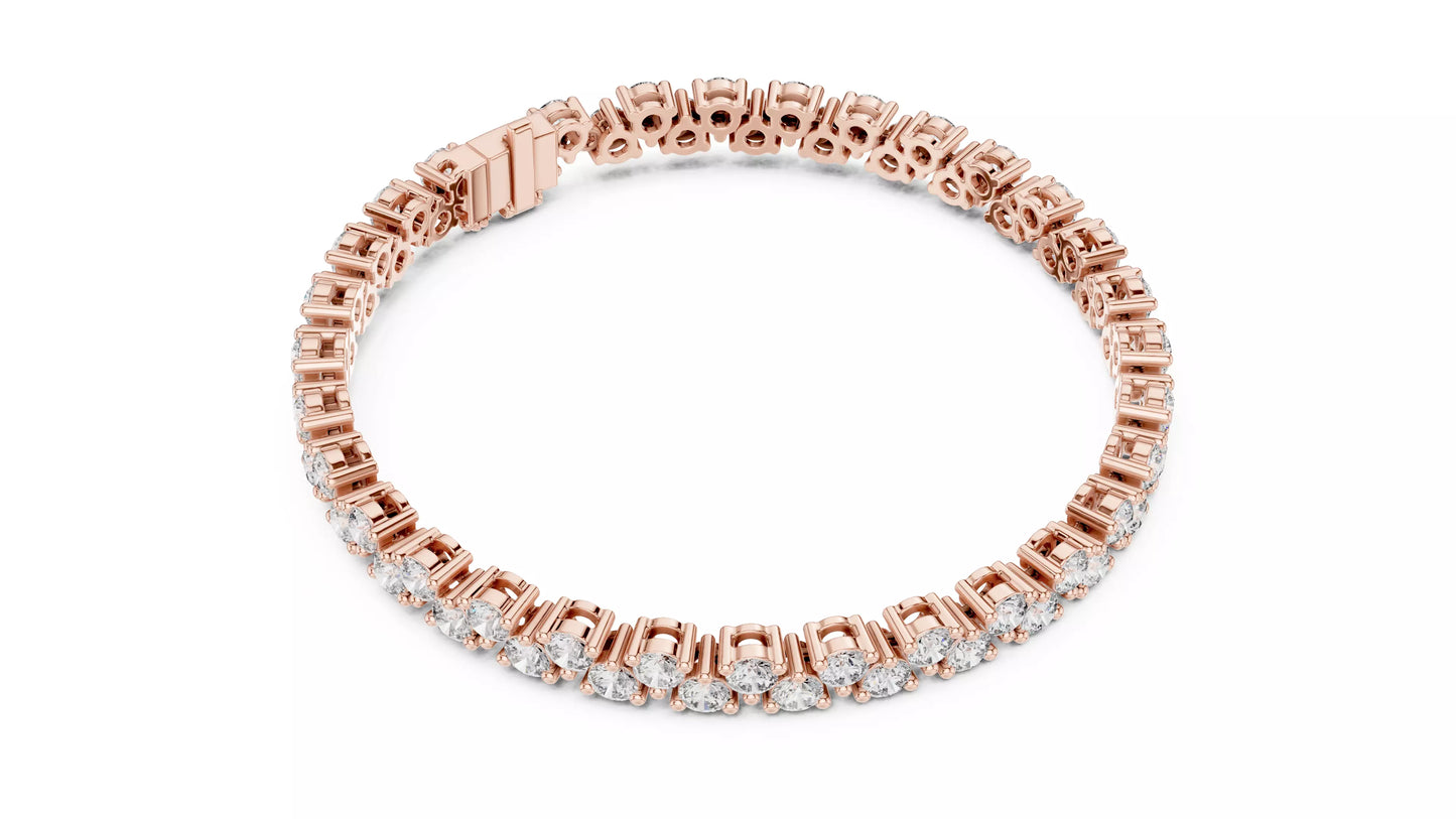 ROSE GOLD LAB-GROWN DIAMOND BRACELET HIGHLIGHTING OVERLAPPING DOUBLE-ROW PATTERN AND FLEXIBLE TENNIS LINKS, VVS TO VS+ CLARITY, D–F COLOR #ROSE GOLD