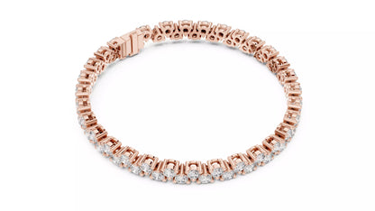 ROSE GOLD LAB-GROWN DIAMOND BRACELET HIGHLIGHTING OVERLAPPING DOUBLE-ROW PATTERN AND FLEXIBLE TENNIS LINKS, VVS TO VS+ CLARITY, D–F COLOR #ROSE GOLD