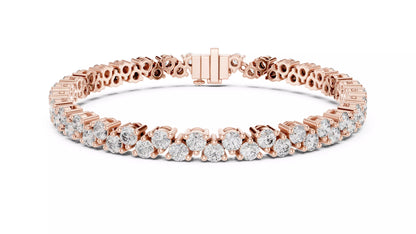 ROSE GOLD LAB-GROWN DIAMOND BRACELET HIGHLIGHTING OVERLAPPING DOUBLE-ROW PATTERN AND FLEXIBLE TENNIS LINKS, VVS TO VS+ CLARITY, D–F COLOR #ROSE GOLD