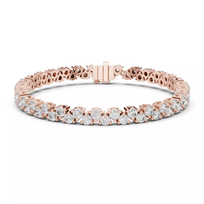 ROSE GOLD LAB-GROWN DIAMOND BRACELET HIGHLIGHTING OVERLAPPING DOUBLE-ROW PATTERN AND FLEXIBLE TENNIS LINKS, VVS TO VS+ CLARITY, D–F COLOR #ROSE GOLD