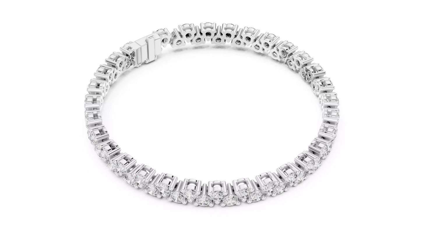 WHITE GOLD LAB-GROWN DIAMOND BRACELET HIGHLIGHTING SCALLOPED DOUBLE-ROW LAYOUT AND SECURE PRONG SETTING, VVS TO VS+ CLARITY, D–F COLOR #WHITE GOLD