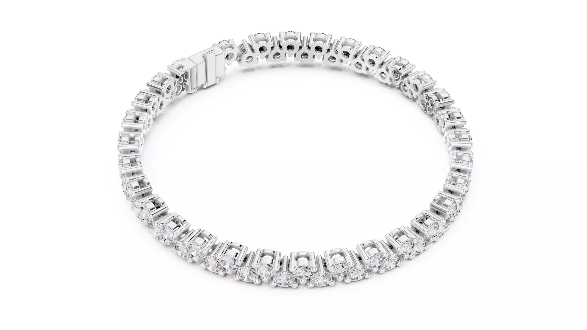 WHITE GOLD LAB-GROWN DIAMOND BRACELET HIGHLIGHTING SCALLOPED DOUBLE-ROW LAYOUT AND SECURE PRONG SETTING, VVS TO VS+ CLARITY, D–F COLOR #WHITE GOLD
