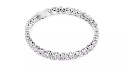 WHITE GOLD LAB-GROWN DIAMOND BRACELET HIGHLIGHTING SCALLOPED DOUBLE-ROW LAYOUT AND SECURE PRONG SETTING, VVS TO VS+ CLARITY, D–F COLOR #WHITE GOLD