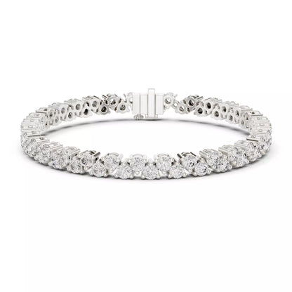 WHITE GOLD LAB-GROWN DIAMOND BRACELET HIGHLIGHTING SCALLOPED DOUBLE-ROW LAYOUT AND SECURE PRONG SETTING, VVS TO VS+ CLARITY, D–F COLOR #WHITE GOLD