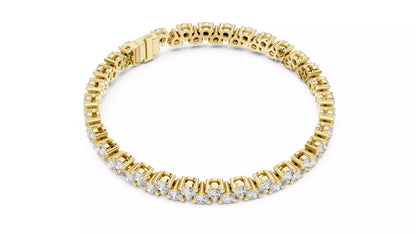 YELLOW GOLD LAB-GROWN DIAMOND BRACELET HIGHLIGHTING OVERLAPPING DOUBLE-ROW DIAMOND PATTERN AND HEART-INSPIRED GALLERY, VVS TO VS+ CLARITY, D–F COLOR #YELLOW GOLD
