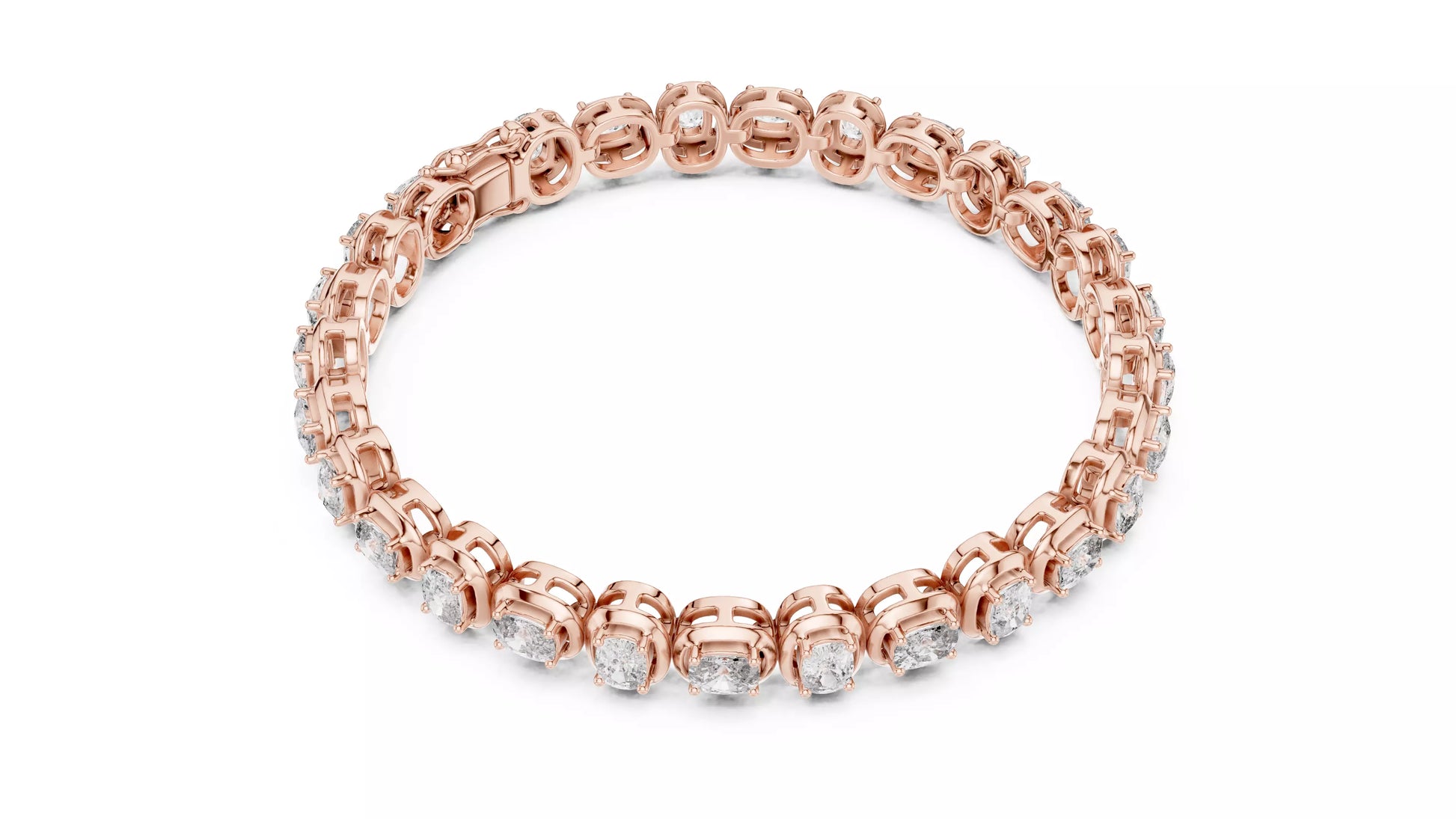 ROSE GOLD LAB-GROWN DIAMOND BRACELET WITH CUSHION-LINK TENNIS DESIGN, BEZEL-STYLE SETTINGS, VVS TO VS+ CLARITY, D–F COLOR #ROSE GOLD