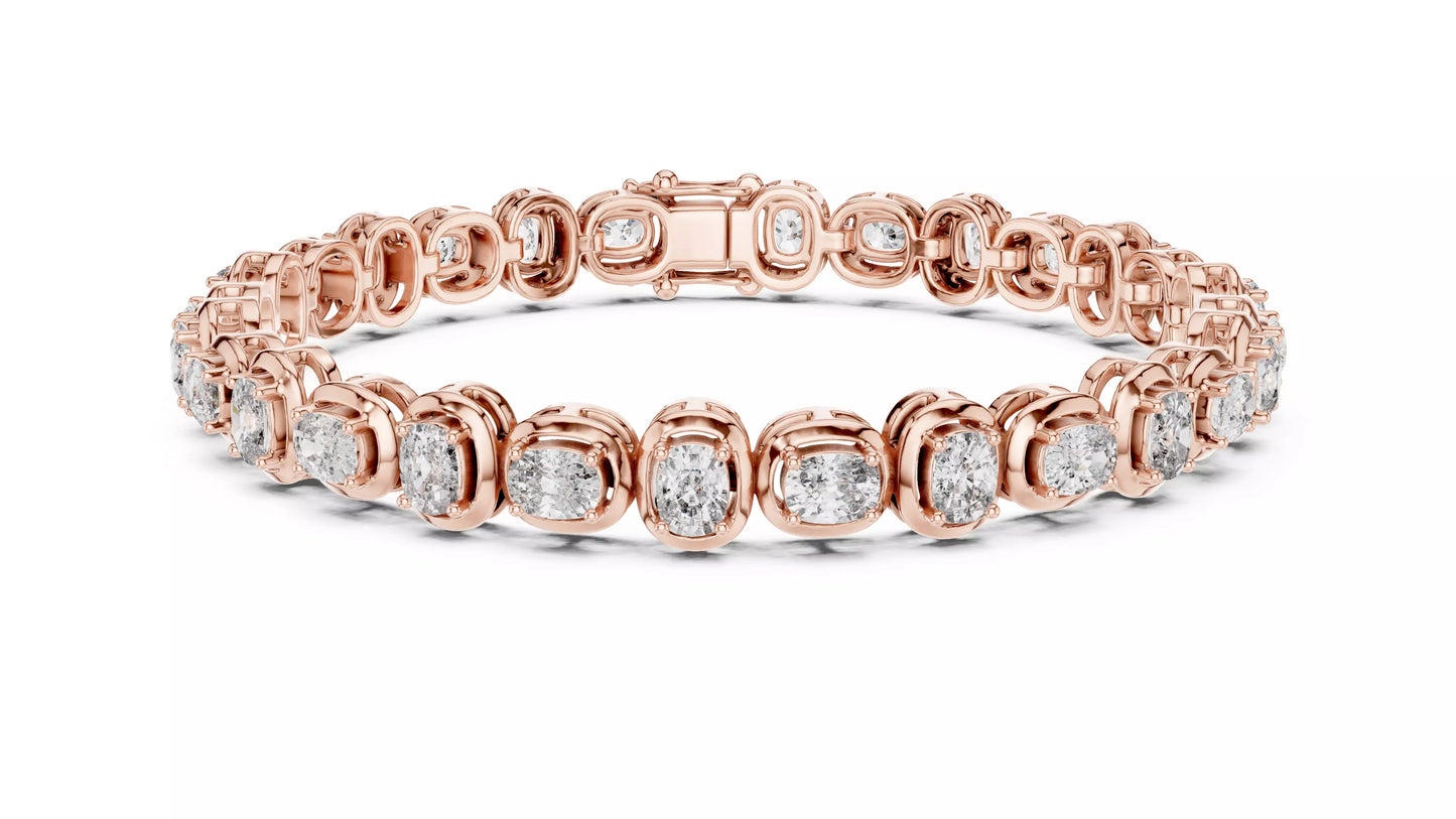 ROSE GOLD LAB-GROWN DIAMOND BRACELET WITH CUSHION-LINK TENNIS DESIGN, BEZEL-STYLE SETTINGS, VVS TO VS+ CLARITY, D–F COLOR #ROSE GOLD