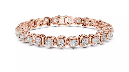 ROSE GOLD LAB-GROWN DIAMOND BRACELET WITH CUSHION-LINK TENNIS DESIGN, BEZEL-STYLE SETTINGS, VVS TO VS+ CLARITY, D–F COLOR #ROSE GOLD