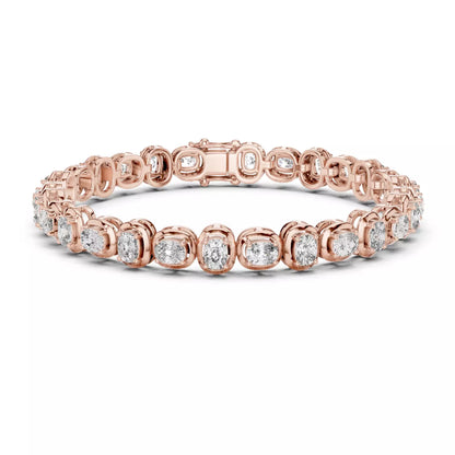 ROSE GOLD LAB-GROWN DIAMOND BRACELET WITH CUSHION-LINK TENNIS DESIGN, BEZEL-STYLE SETTINGS, VVS TO VS+ CLARITY, D–F COLOR #ROSE GOLD