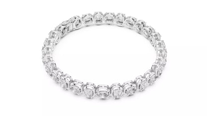 WHITE GOLD LAB-GROWN DIAMOND BRACELET IN CUSHION-LINK TENNIS DESIGN, BEZEL-INSPIRED SETTINGS, VVS TO VS+ CLARITY, D–F COLOR #WHITE GOLD