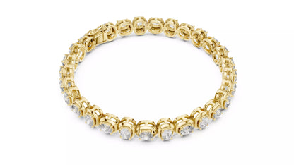 YELLOW GOLD LAB-GROWN DIAMOND BRACELET HIGHLIGHTING CUSHION-SHAPED LINKS, BOX CLASP AND ACCENT DIAMONDS, VVS TO VS+ CLARITY, D–F COLOR #YELLOW GOLD