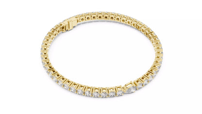 YELLOW GOLD LAB-GROWN DIAMOND BRACELET WITH BOX CLASP AND SAFETY FEATURE, PRONG-SET PEAR CENTER AND ROUND DIAMONDS, VVS TO VS+ CLARITY, D–F COLOR #YELLOW GOLD