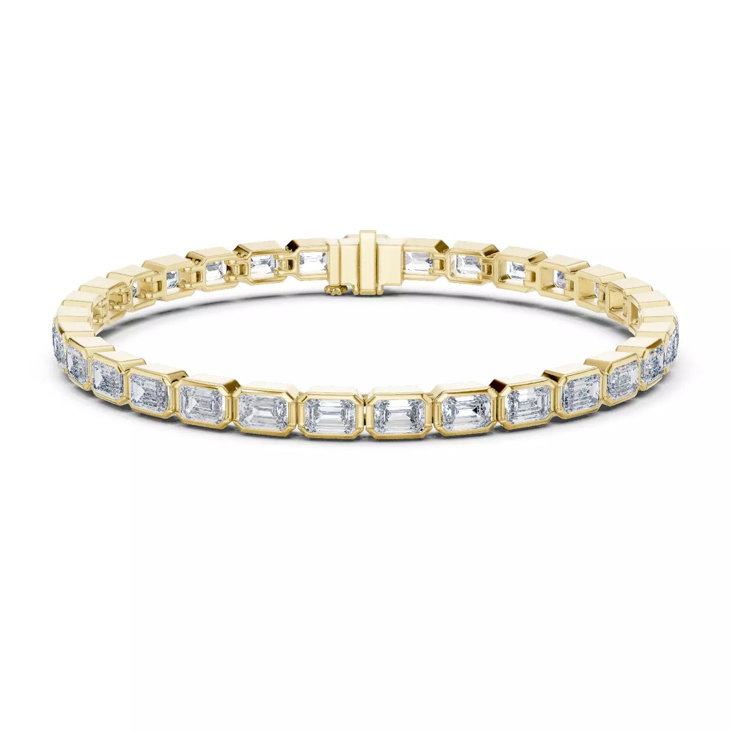 YELLOW GOLD LAB CREATED DIAMOND BRACELET HIGHLIGHTING EMERALD-CUT DIAMONDS IN MODERN BEZEL SETTINGS, VVS TO VS+ CLARITY, D–F COLOR #YELLOW GOLD