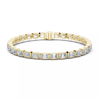 YELLOW GOLD LAB CREATED DIAMOND BRACELET HIGHLIGHTING EMERALD-CUT DIAMONDS IN MODERN BEZEL SETTINGS, VVS TO VS+ CLARITY, D–F COLOR #YELLOW GOLD