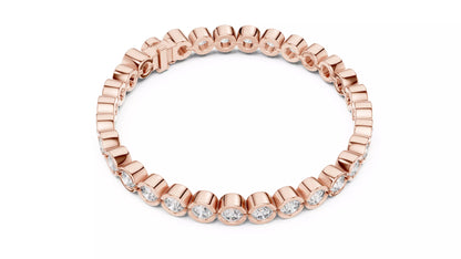 ROSE GOLD LAB-GROWN DIAMOND BRACELET WITH ROUND BEZEL-SET TENNIS DESIGN VVS TO VS+ CLARITY D–F COLOR LAB-GROWN DIAMOND JEWELRY #ROSE GOLD