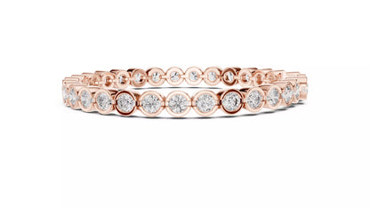 ROSE GOLD LAB-GROWN DIAMOND BRACELET WITH ROUND BEZEL-SET TENNIS DESIGN VVS TO VS+ CLARITY D–F COLOR LAB-GROWN DIAMOND JEWELRY #ROSE GOLD