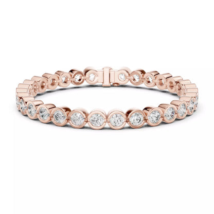 ROSE GOLD LAB-GROWN DIAMOND BRACELET WITH ROUND BEZEL-SET TENNIS DESIGN VVS TO VS+ CLARITY D–F COLOR LAB-GROWN DIAMOND JEWELRY #ROSE GOLD