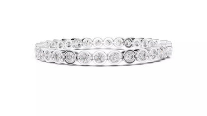 WHITE GOLD LAB-GROWN DIAMOND BRACELET WITH ROUND BEZEL-SET TENNIS DESIGN VVS TO VS+ CLARITY D–F COLOR CLASSIC DIAMOND BRACELET #WHITE GOLD