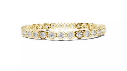 YELLOW GOLD LAB-GROWN DIAMOND BRACELET WITH ROUND BEZEL-SET TENNIS DESIGN VVS TO VS+ CLARITY D–F COLOR LUXURY DIAMOND BRACELET #YELLOW GOLD
