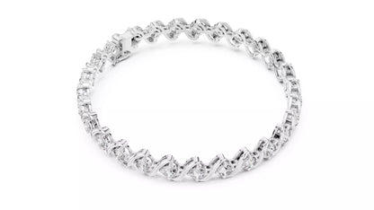 WHITE GOLD LAB-GROWN DIAMOND BRACELET SHOWING ARTICULATED WAVE LINKS ROUND DIAMONDS VVS TO VS+ CLARITY D-F COLOR CLASSIC DESIGN #WHITE GOLD