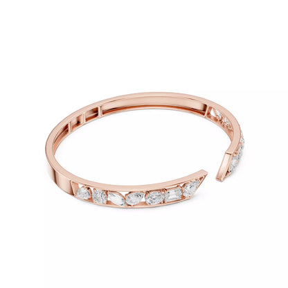 ROSE GOLD OPEN BANGLE WITH MIXED-SHAPE DIAMONDS VVS TO VS+ D-F COLOR #ROSE GOLD
