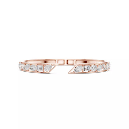 ROSE GOLD OPEN BANGLE WITH MIXED-SHAPE DIAMONDS VVS TO VS+ D-F COLOR #ROSE GOLD