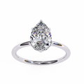 Eclipsera Pear Six-Prong V-Tip Hidden-Halo Solitaire Ring
