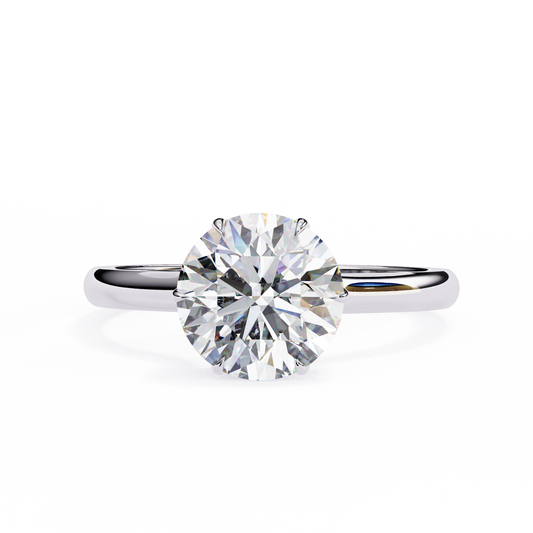 WHITE GOLD CATHEDRAL SOLITAIRE ENGAGEMENT RING WITH ROUND LAB-CREATED DIAMOND 
