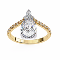 Amara's Pear Lab Diamond Solitaire Ring | Modern Cathedral Engagement Gold