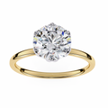 Celestia Bloom Lab Diamond Solitaire Ring | Round Cut Floral Cathedral Engagement