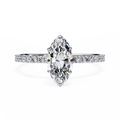 Eclatique Marquise-Cut Lab Diamond Cathedral Gold Ring with Round-Accent Band