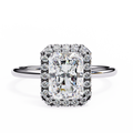 Radiant Lumiere Lab Grown Diamond Halo Ring | D-F VS+ Gold Solitaire