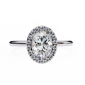 Oval Halo Lumiere Lab Diamond Cathedral Solitaire Ring