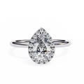 Verve Pear Lab Grown Diamond Halo Ring | D-F Color Solitaire Gold