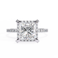 Celestial Princess Cut Lab Diamond Halo Ring | Gold Engagement Ring with Pave Band